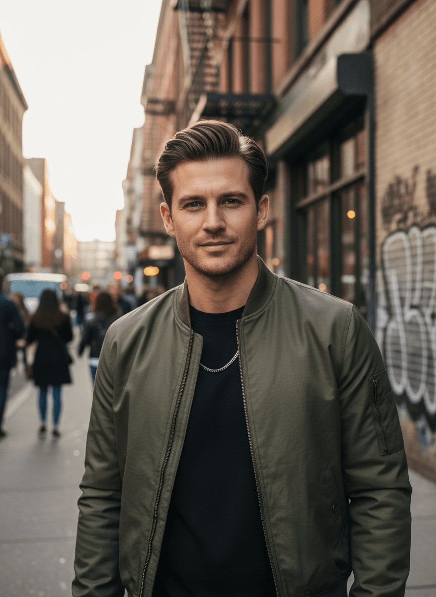 Bomber jacket try-on